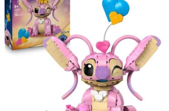 LEGO Disney Angel – Lilo & Stitch Building Toy – Brick Built Display Figure with 3 Heart Balloons & a Butterfly – 43257