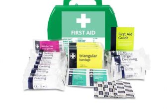 LEWIS-PLAST Premium Small 1-10 Persons Polypropylene First Aid Box – Complete with Integrated Carry Handle and Unique Flip-up Wall