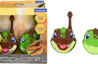 LEXIBOOK, Dinosaur, Dinosaur 3D walkie-talkies, 500m range, 2 communication channels, Belt clip, Grey/brown, TW18DINO