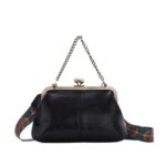 LHHMZ Womens Vintage Kiss-Lock Crossbody PU Leather Bag