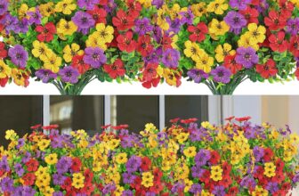 LOMOHOO 9 Bundles Artificial Flowers Outdoor UV Resistant Fake Flowers No Fade Faux Plants Garden Porch Window Box Decorating (Mixcolor)