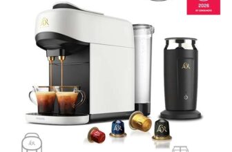 LOR Coffee Machine with iced coffee option frother 80 pods free gift of 10 pods.