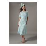 Lace Midi Dress with Bow Belt