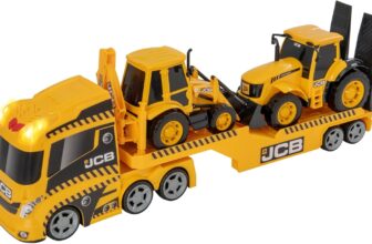 Large Heavy Load Hauler Construction Truck Vehicle Transporter Playset with Construction Trucks & Lorry Lights & Sounds Indoor and Outdoor Sandpit Toys for Kids Aged 3