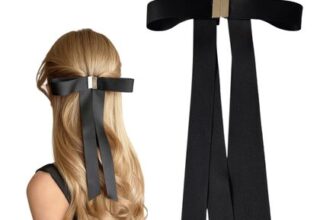 Large Magnetic Hair Bow Clip, 2-in-1 Design (Black)