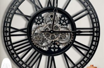 Large Moving Gears Wall Clocks for Living Room Kitchen Office Oversized Industrial Steampunk Decorative Retro Roman Numerals Metal Skeleton Silent Movement Clocks for Wall Art Decor