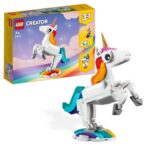 Lego Creator 3 in 1 Magical Unicorn Toy – Animal Figure Transforms into a Seahorse or Peacock