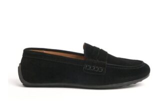 Levitt Driving Moccasin Shoe in Black Suede