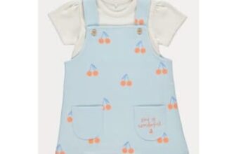 Light Blue Cherry Pinafore and Bodysuit Outfit
