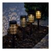 Lights4fun 4-Pack Black Moroccan Solar Garden Stake Lights IP44 Waterproof