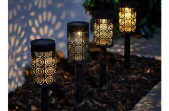 Lights4fun 4-Pack Black Moroccan Solar Garden Stake Lights IP44 Waterproof