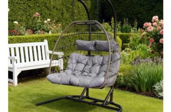 Linea Metal Frame Woven Rattan Hanging Egg Chair