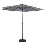 Living and Home Dark Grey round Crank Tilt Parasol with Plastic Fillable Base 3m