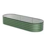 Living and Home Light Green Oval Galvanised Steel Raised Garden Bed 240 X 42cm