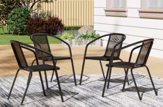 Living and Home Set of 4 Black Wicker Stackable Garden Chairs Weather-Resistant, PE Rattan w/code (£18.40 each delivered)