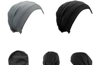 Locisne 2-Piece Black Gray Head Scarves for Chemotherapy Hair Loss