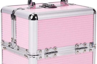 Lockable Makeup Organizer Box, Large Capacity Cosmetic Case for Beauty Products, Jewelry & Skincare Storage, Portable Vanity Storage Box (Pink)