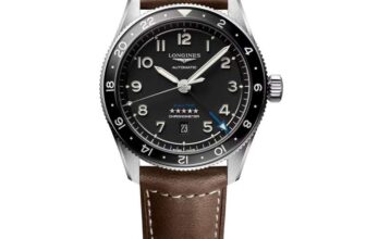 Longines Spirit Zulu Time 42mm Automatic Date Watch on Brown Leather Strap