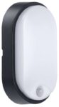 Luceco Eco Outdoor LED Bulkhead Light with PIR Motion Sensor, Oval, Black, IP54, 10W, 700lm – with Prime