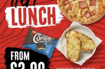 Lunch Deal – Small Pizza Side (£1 for a 500ml Drink) – Monday to Friday, 11am – 4pm – Selected Locations
