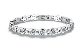 Lynizo Magnetic Bracelets: Silver Zirconia, Adjustable 21cm