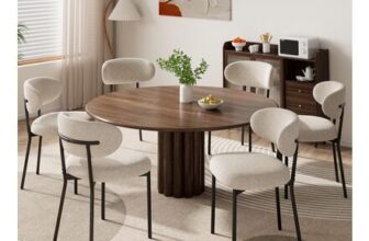 MALOL 6-Piece Fabric Dining Chairs, Camel, Metal Legs