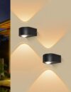 MALORY 2-Packs Outdoor Wall Lights, 8W IP65 Waterproof Up and Down Lights Outdoor Modern Wall Sconce, Aluminium Outside Wall Lights Mains Powered for Front Door, Garage, Small Size