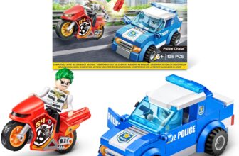 MAX Adventure Police Chase Playset (121 pieces) Building Bricks Toys For Kids 5 Create Vehicles and More Unbox Discover, Major Brand Compatible