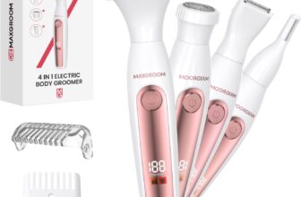 MAXGROOM 4-in-1 Electric Lady Shavers, Bikini Trimmer Women IPX6 Waterproof, Private Part Electric Shaver 120 Mins Use, Cordless Rechargeable Groomer Women, Painless Intimate Razor for Body, Underarm
