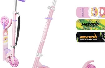 MEE GOO Scooter for Kids Ages3, 2 Wheels Gift Scooters for Girls Boys, Easy Folding Kids Scooter with 3 Levels Adjustable Handlebar and Rear Brake