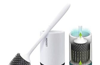 MEKEET Silicone Toilet Brush and Holder Set with Soft Bristles