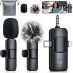 MENERESAS wireless mini microphone for iPhone:  – –  phone microphone, 3-Level Noise Reduction, 20m/65ft Range,     Charge While Recording – Type-C/TRRS for Live Streaming