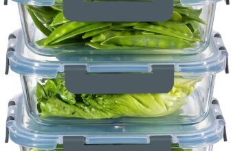 MFY 5 Pack 36oz Glass Containers with Lids, Reusable Meal Prep Containers, Airtight Glass Food Storage Containers with Lids, BPA-free, Microwave, Oven, Freezer & Dishwasher Safe, Gray