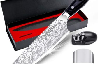 MOSFiATA Chef Knife, Ultra Sharp Kitchen Knife 8 inch, Premier High Carbon German EN1. 4116 Stainless Steel, Full Tang Blade Pro Chopping Cooking Knives with Sharpener Finger Guard Gift Box