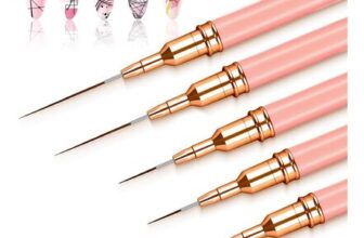 MOXYOY 5Pcs Nail Art Liner Brushes Set 5/8/12/20/25 Pink