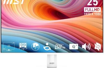 MSI PRO MP251W E2 24.5 FHD Office Monitor – 1920 x 1080 IPS Panel, 4-Sided Frameless, 120 Hz Refresh Rate, Eye-Friendly Screen