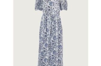 MSK White & Navy Floral Maxi Dress
