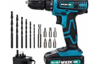 MYLEK 18V Cordless Li-Ion Drill & Screwdriver Set with 13 Piece Accessory Kit