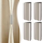 Magnetic Light Blocking Curtain Clips, 4/8 Pairs Removable No Drill Magnetic Curtain Buckles, Strong Magnet Curtain Gap Stopper for Blackout Drapes Bedroom Shower Curtain, Silver