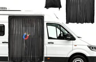 Magnetic Van Bug Screen Fly Screen Sun Protection Car Sliding Door Rear Net Van Black Mesh Mosquito Net Vans Insect Net Center Magnetic Closure Compatible with VW T5 T6 Side Door 110 x 150cm