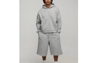 Man Oversized Boxy Zip through Hoodie and Baggy Short Tracksuit