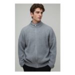 Man Relaxed Fit Ribbed Track Knitted Jacket