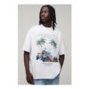 Man White Oversized Monaco Racing Print T-Shirt