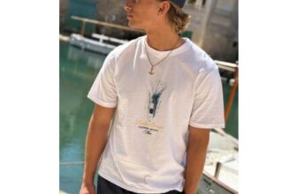 Man White Regular Boxy Lake Como Print T-Shirt