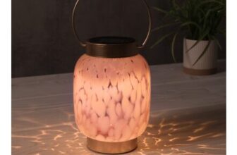 Mason & Jones Solar Powered Confetti Glass Lantern – Pink