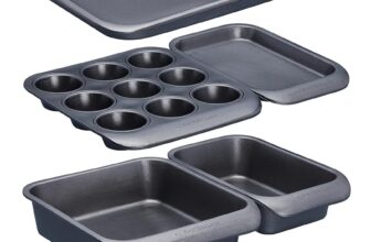 MasterClass Smart Space Stacking PTFE, PFOA and BPA Free Non-Stick Bakeware Set, 7 Piece Baking Trays, Gift Boxed, Grey