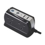 Masterplug 4-Gang Unswitched Surge-Protected USB 2-Port Charger Extension Lead 1m