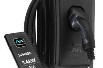 Masterplug Smart EV Home Wall Charger for Type 2 Electric and Plug-In Hybrid Vehicles with 5m Cable