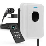 Masterplug Tethered 5m Type 2 Smart EV Wall Charger Mode 3 White 7.4kW Sold & shipped by LUCECO PLC