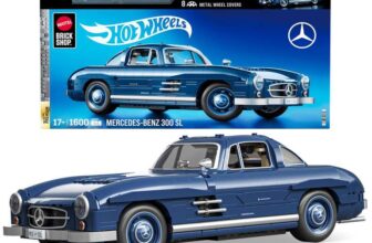 Mattel Brick Shop Hot Wheels Premium Series Building Set, Mercedes-Benz 300 SL with 1600 Pieces